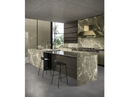 Cucina Moderna con isola Frame 04 in laccato e gres di Snaidero
