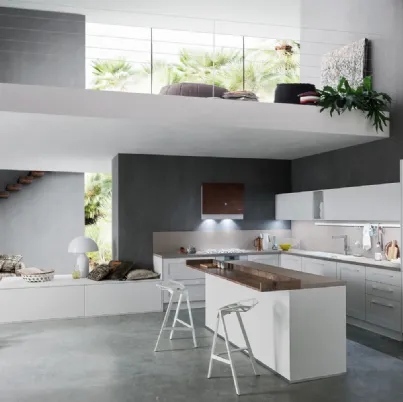 Cucina Moderna angolare in rovere bianco Frame di Ar-Tre