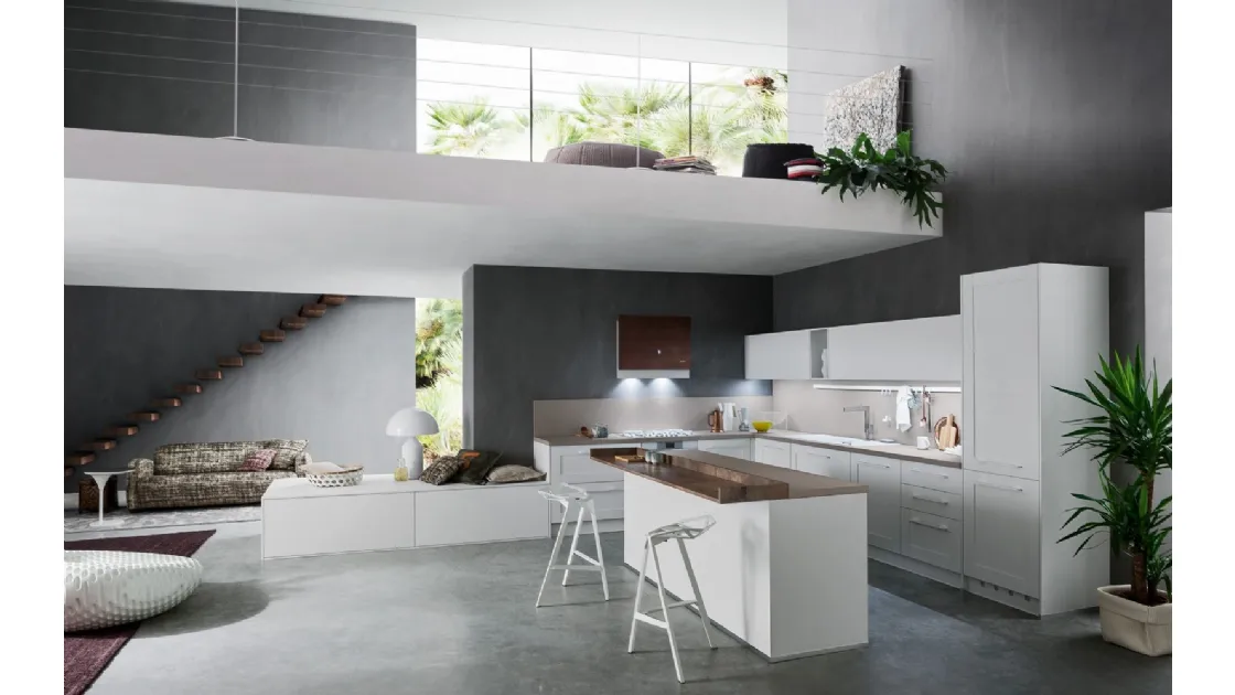 Cucina Moderna angolare in rovere bianco Frame di Ar-Tre