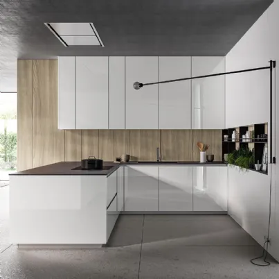 Cucina Moderna Glass 2 0 04 con penisola di Arredo3