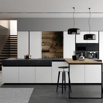 Cucina Moderna Glass 2 0 06 con isola di Arredo3