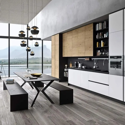 Cucina Moderna lineare I Naturali 04 in laccato e legno di Ar-Tre