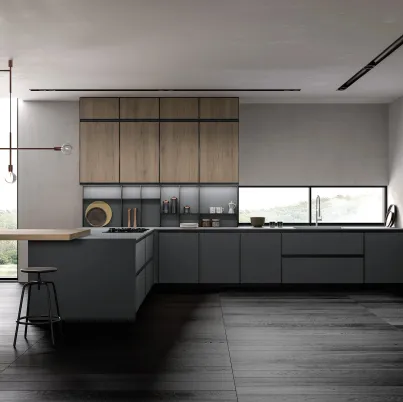 Cucina Moderna Kronos 02 con penisola di Arredo3