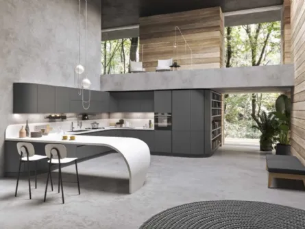 Cucina Moderna ad angolo in laccato opaco Los Angeles di Ar-Tre