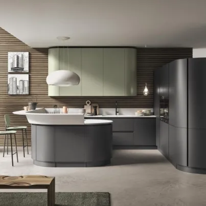 Cucina Moderna con penisola in laccato opaco Miami di Ar-Tre