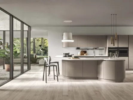 Cucina Moderna angolare con penisola in laccato opaco Milano di Ar-Tre