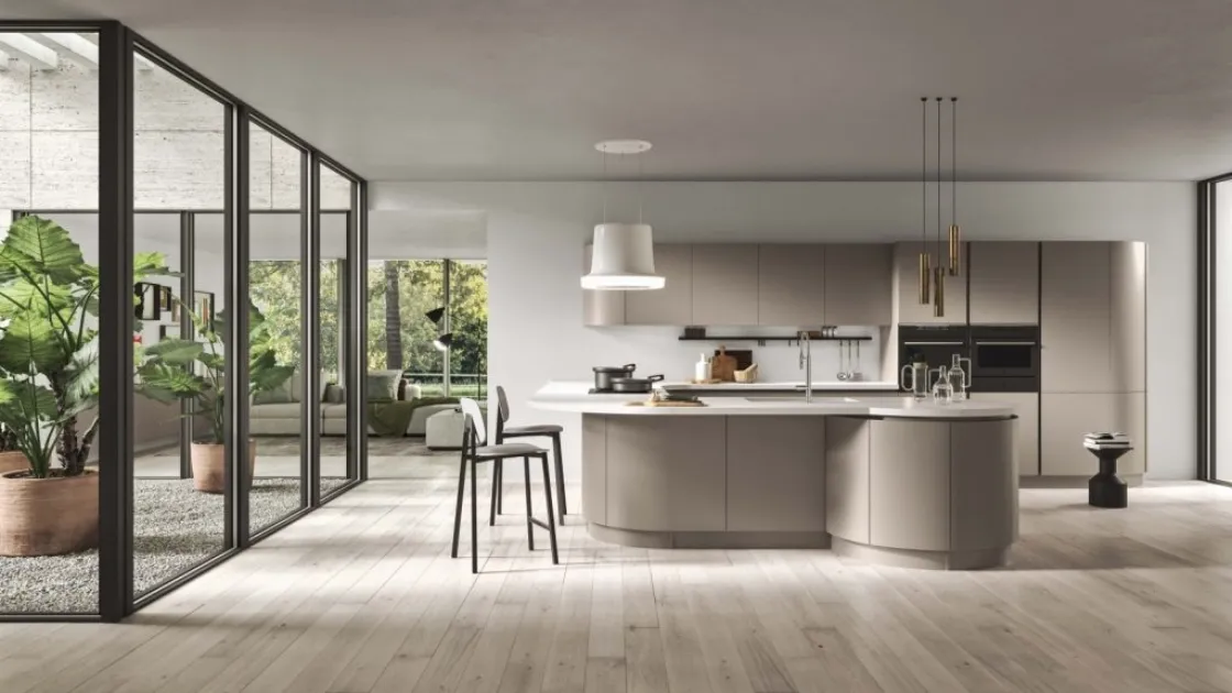 Cucina Moderna angolare con penisola in laccato opaco Milano di Ar-Tre