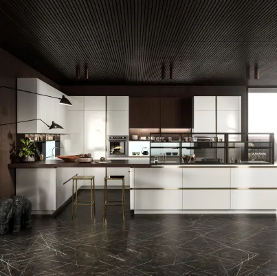 Cucina Moderna con penisola Link in laccato di Snaidero