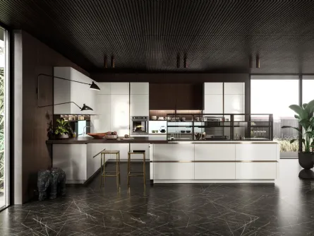 Cucina Moderna con penisola Link in laccato di Snaidero