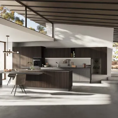 Cucina Moderna lineare in noce cotto Updesign 01 di Ar-Tre