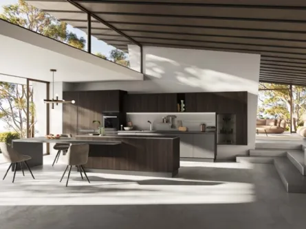 Cucina Moderna lineare in noce cotto Updesign 01 di Ar-Tre