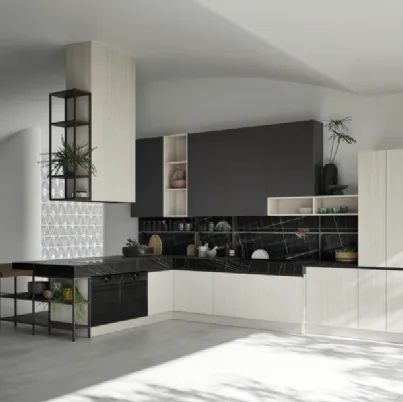 Cucina Moderna  angolare in finitura olmo talco e top in HPL Updesign 02 di Ar-Tre