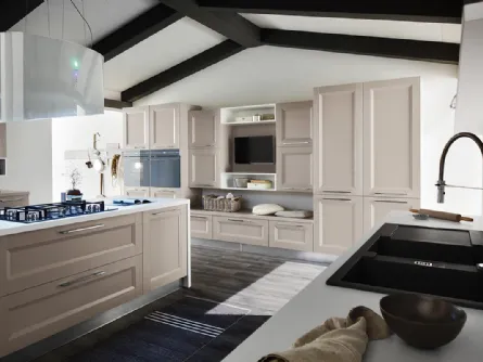 Cucina Moderna con isola in laccato cipria Vela Siena di Ar-Tre