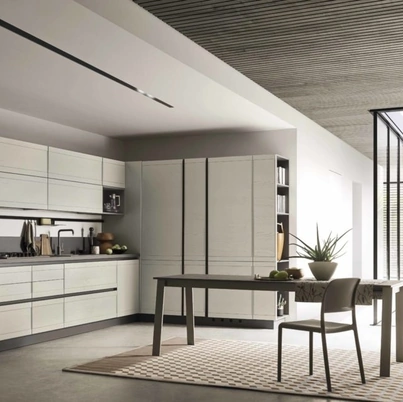 Cucina Moderna angolare in legno laccato Zoe 01 di Ar-Tre