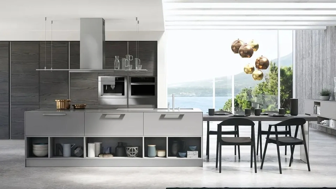 Cucina Moderna in legno laccato con isola Zoe 04 di Ar-Tre