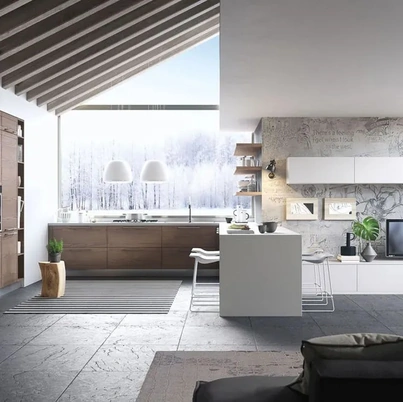 Cucina Moderna in legno con penisola Zoe 06 di Ar-Tre
