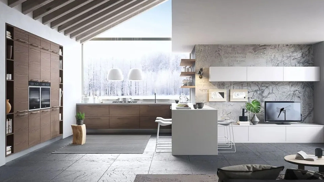 Cucina Moderna in legno con penisola Zoe 06 di Ar-Tre