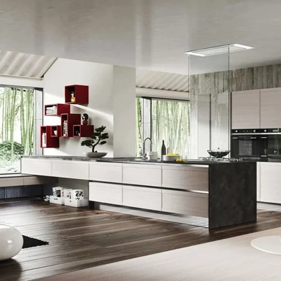 Cucina Moderna in legno con penisola Zoe 08 di Ar-Tre