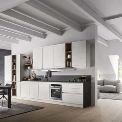 Cucina Moderna lineare in legno laccato Zoe Evolution 02 di Ar-Tre