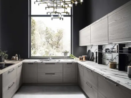 Cucina Moderna angolare in laccato platino Zoe Evolution 04 di Ar-Tre