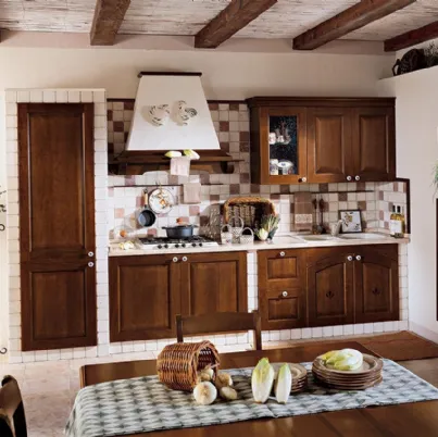 Cucina in muratura lineare in legno Asolana di Ar-Tre