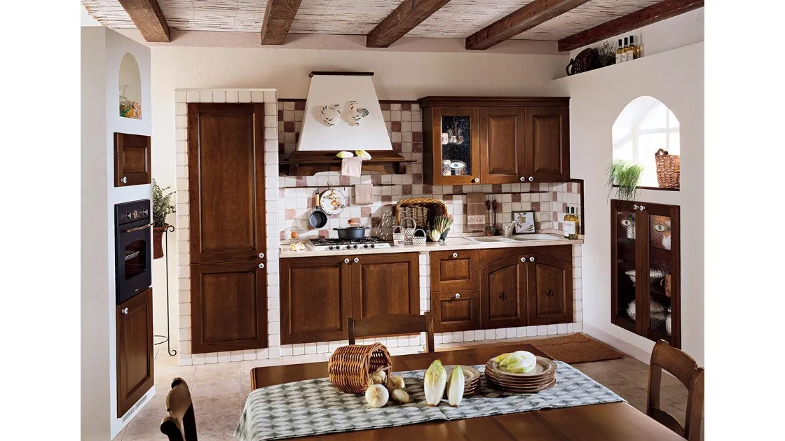 Cucina in muratura lineare in legno Asolana di Ar-Tre