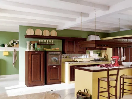 Cucina in muratura lineare in legno Paesana 01 di Ar-Tre