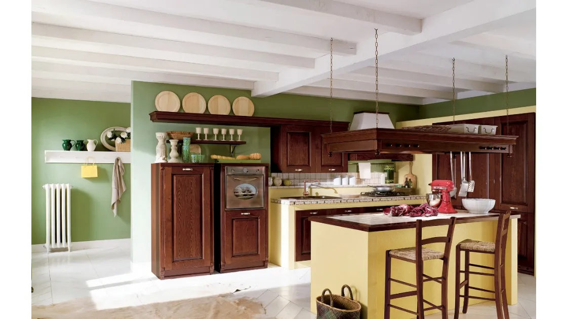 Cucina in muratura lineare in legno Paesana 01 di Ar-Tre