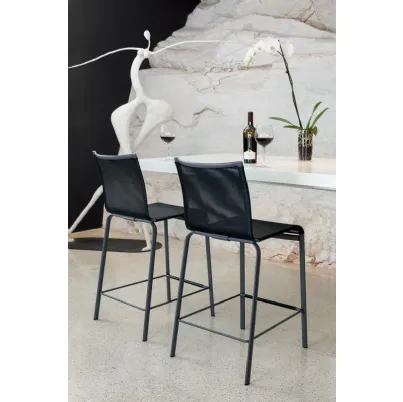 Sgabello da giardino Net SG Outdoor con seduta in Texplast e struttura in acciaio laccato di Bontempi
